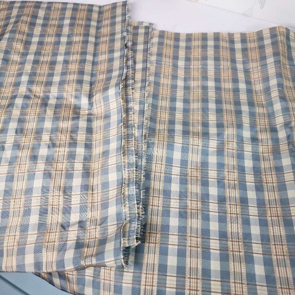Blue & Yellow Plaid Nylon Upholstery Fabric 2yds Outdoor Indoor Material